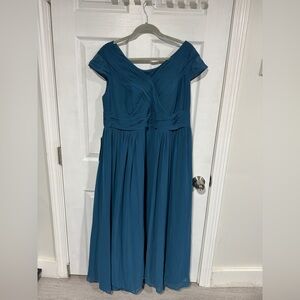 Azazie Organa Bridesmaid Wedding Guest Dress, Ink Blue, Size 16-18 Custom Petite